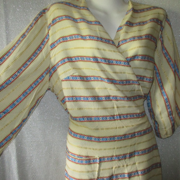 VINTAGE RAYON KIMONO ROBE DRESS ILGWU 42/44 BOHO - Picture 2 of 5